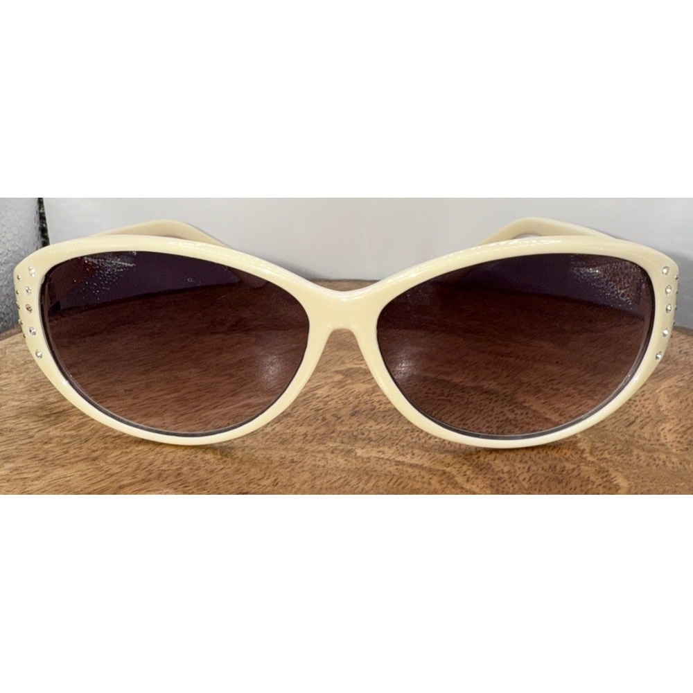 Vintage Candie's Cat Eye Sunglasses Cream Rhinestone Bling Y2K 00s Aesthetic - Picture 5 of 13